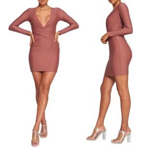 Tiger Mist Over and Under Long Sleeve Mini Dress in Rose, Size XS